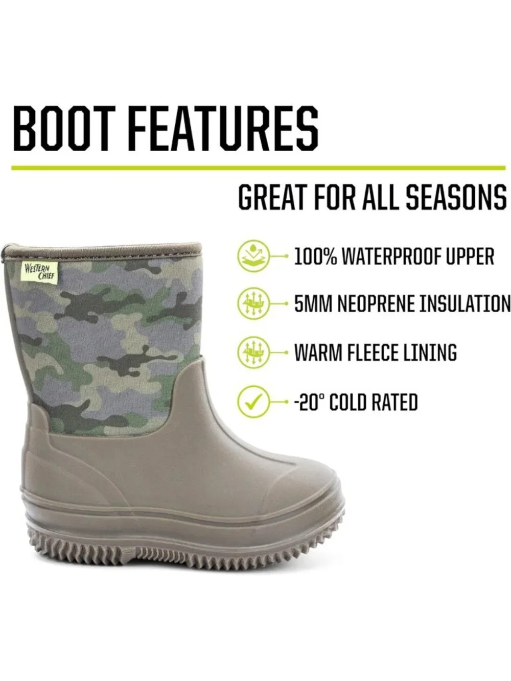 Lightweight Waterproof Neoprene Outdoor Boots for Kids - Rain, Mud, Snow Ready!